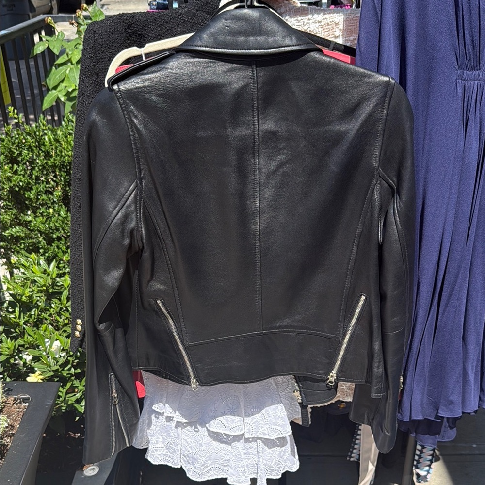 10 Crosby Derek Lam Black Leather Jacket Motorcycle Style - Picture 2 of 4
